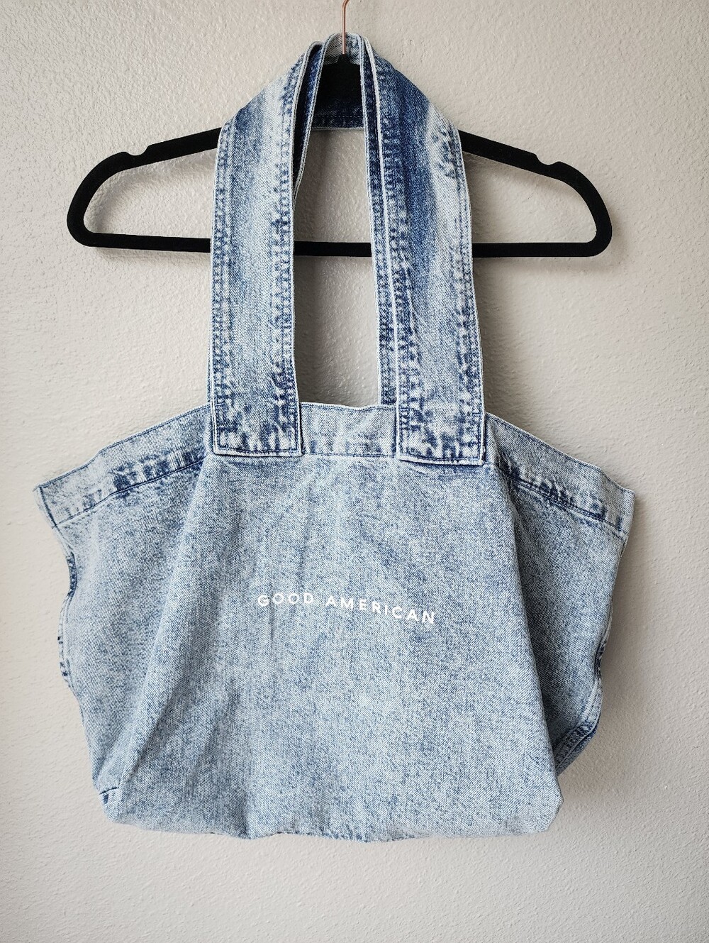 Good American NEW Denim Acid Washed Tote Color Light Wash